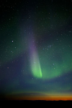 multi-colored aurora borealis at twilight